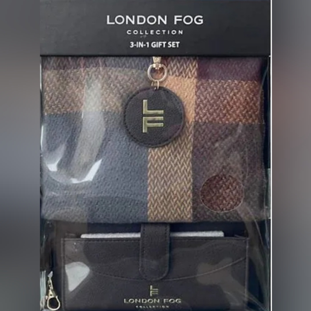 London Fog 3 In 1 Wallet, Scarf & Key Chain Gift Set